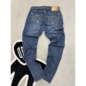 Apple Bottoms Embellished Rhinestone Jeans Medium Wash Y2K Sz 9/10